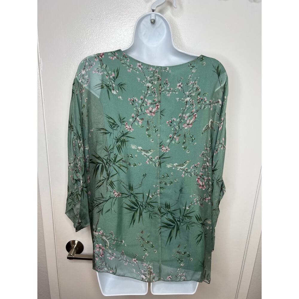 Belle France Women's Floral Print Silk Blend Italy Cottagecore Blouse ~ Size S - Picture 4 of 8